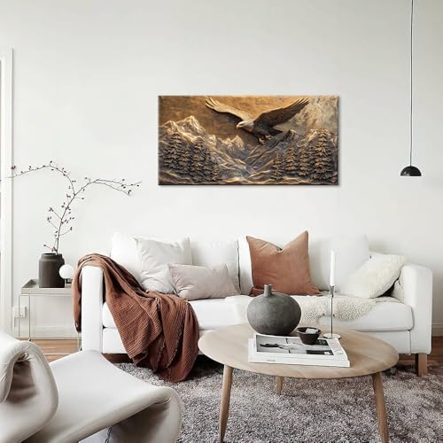 Brown Retro Country Eagle Wall Art for Bedroom Canvas Painting Prints
