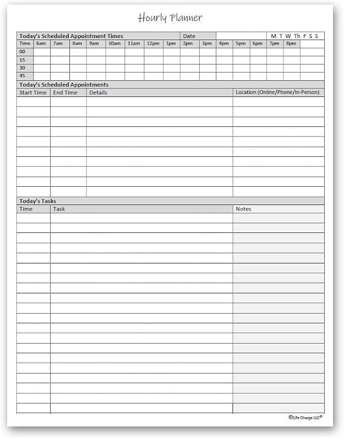 Hourly Planner Notepad. 60 Page Planning Pad w/Appointment Time Block, Task Log - Field & Grace
