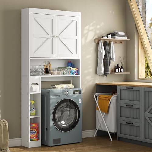 Furnideco Over The Toilet Storage Cabinet with Barn Doors, 32.3''W