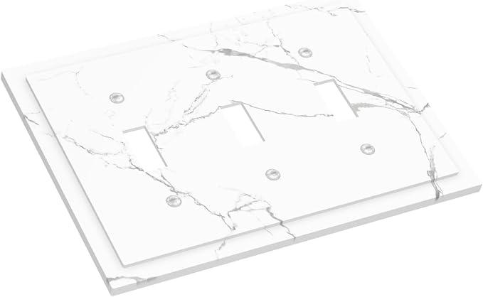 Luxurious White Marble Abstract Print Decorative Switch Plates 3 Gang Wall - Image 3