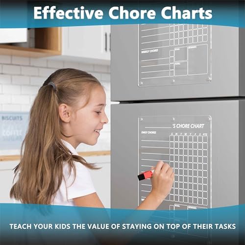 Neatsure Acrylic Magnetic Chore Chart for 2 Kids, Clear Chores Chart