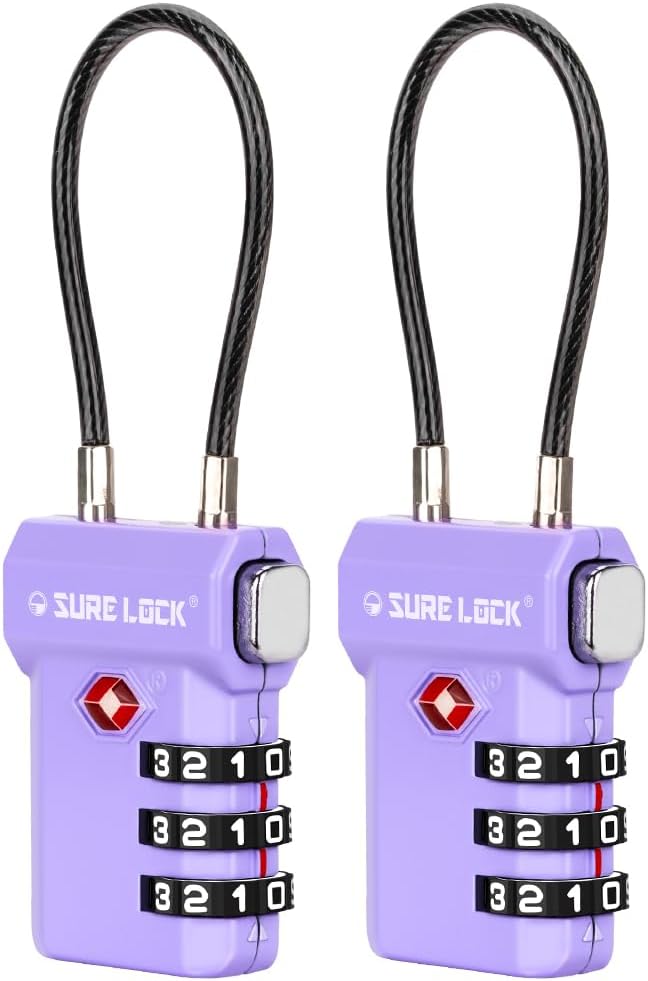 SURE LOCK TSA Approved 3-Digit Combination Luggage Locks – Open Alert Indicator by LOCKDEPOT