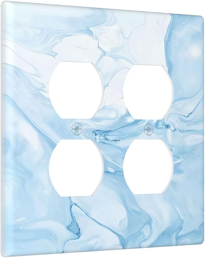 Navy Blue Sea Waves Spilled Ink Marble Simplicity Print Outlet Covers 2 Gang - Image 2