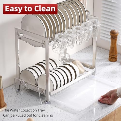 Dish Drying Rack, Double Layered countertop Kitchen Organizer with