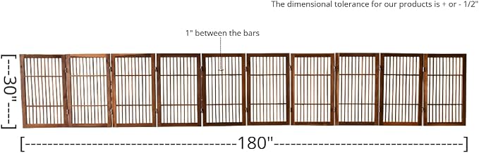 Pet Dog Gate Strong and Durable Freestanding Folding Acacia Hardwood Portable - Image 3