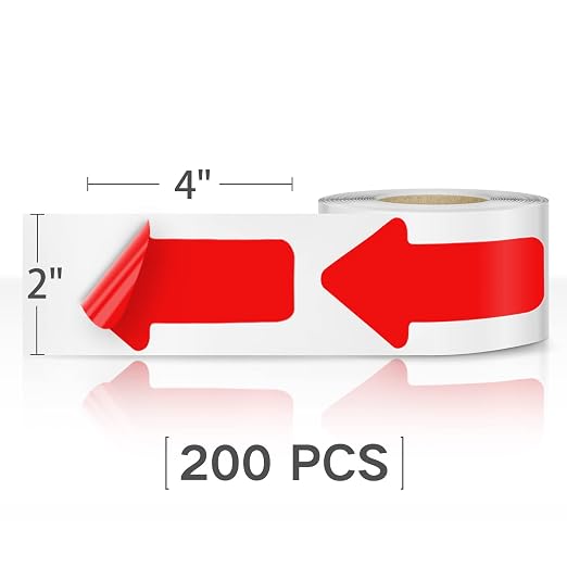 Arrow Floor Sign Tape 2"4" Marking Sticker 200 PCS Decal Tape Red - Image 7