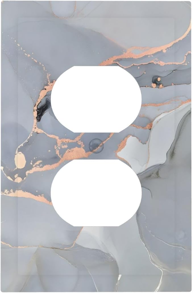 Gray And Gold Marble Abstract Luxury Print Outlet Covers 1 Gang Duplex Light by Unknown