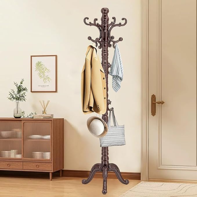 Wooden Coat Rack Stand, Vintage Wood Coat Rack Freestanding by OIRUMIECoatRackFreestanding