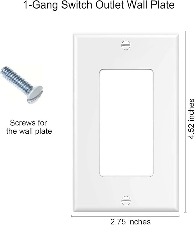 Decorator Wall Plates 1-Gang Switch Outlet Electrical Cover Plate Unbreakable - Image 3