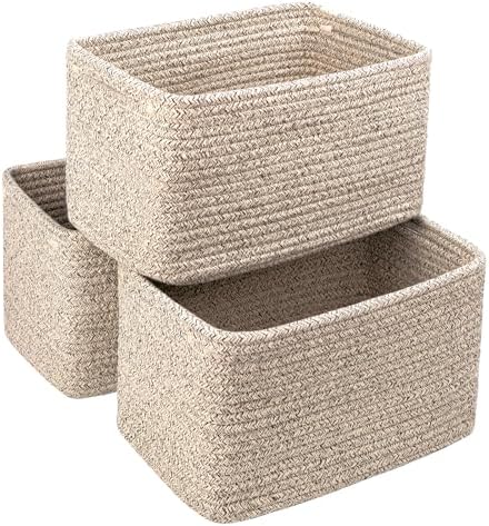 R RUNKA Small Cotton Rope Basket – Storage Bin for Organizing