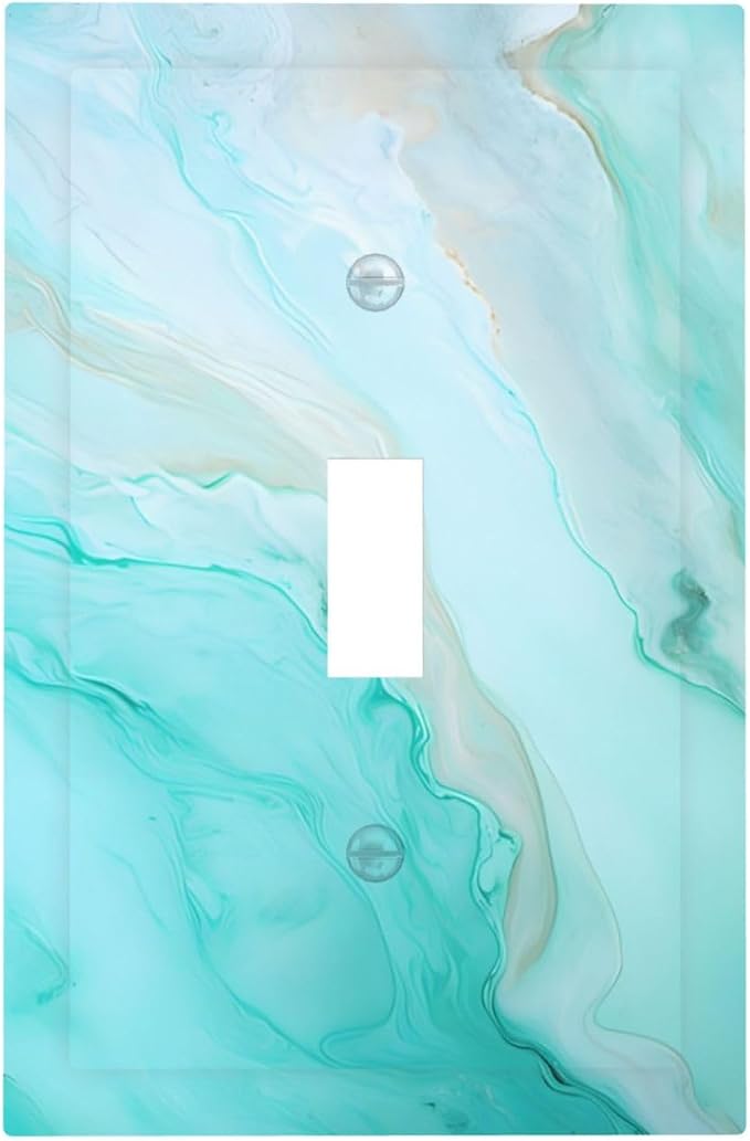 Teal Gold Marbling Turquoise Print Decorative Light Switch Cover 1 Gang Single by Unknown