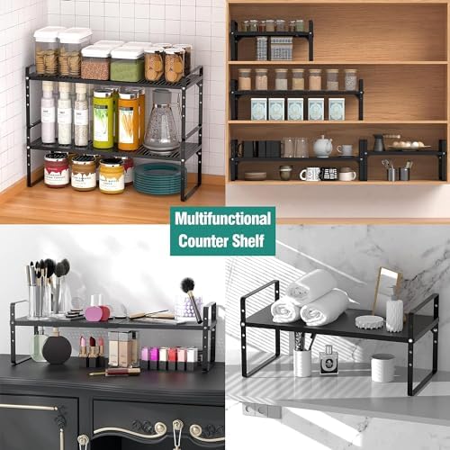 SUZLON Expandable Cabinet Shelf Organizer Rack, Stackable Kitchen