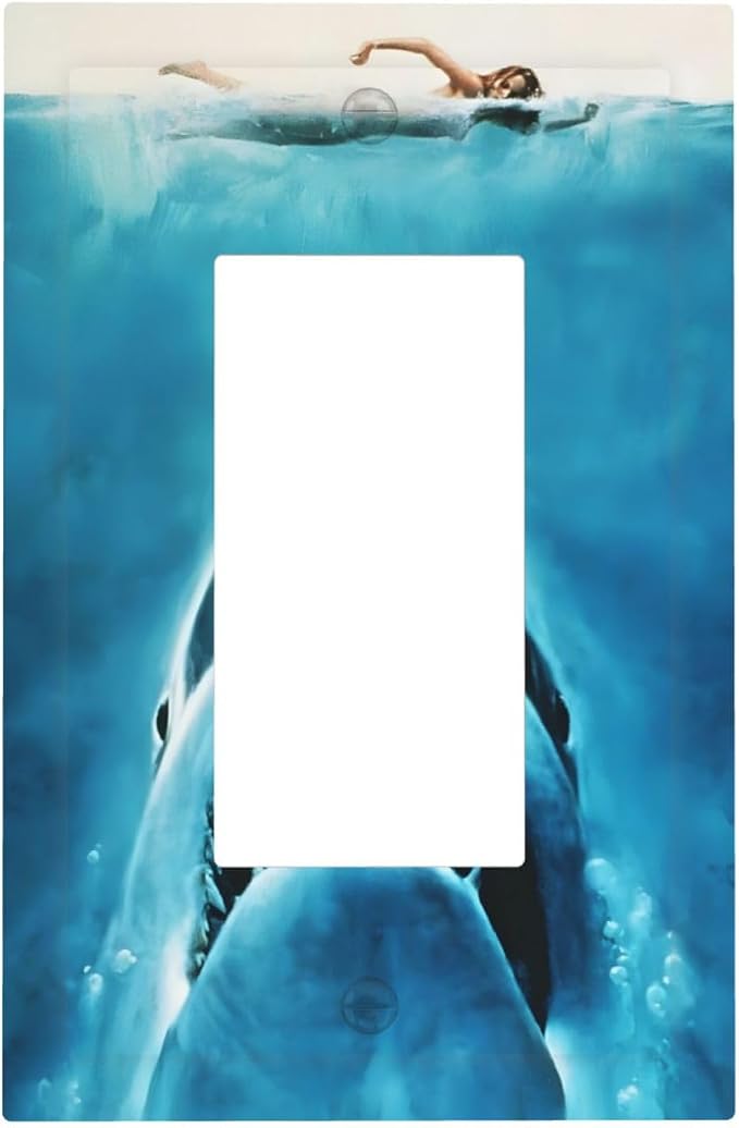 Swimming Woman Funny Shark Blue Ocean Decorative Outlet Covers 1 Gang Single by Unknown