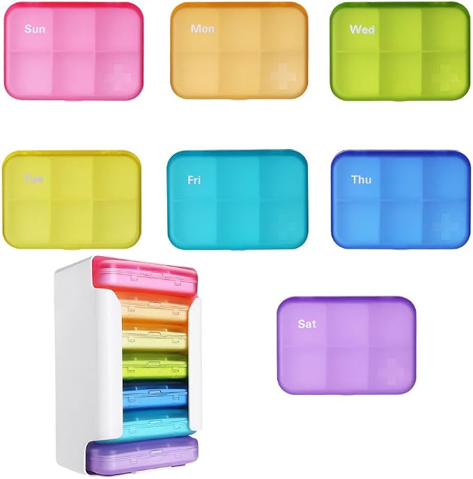 7 Piece Set Pill Organizer 6 Times a Day, Weekly Pill Case, Pill Organizer by SHUNCHG