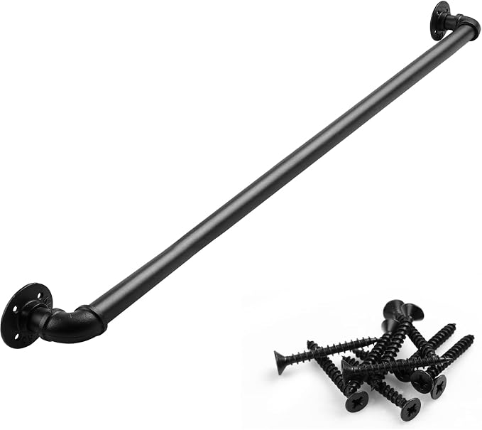 Pipe Stair Handrail, 3 Ft Metal Staircase Handrail, Wall Hand Railing, Safety by RECTOORailingSystem