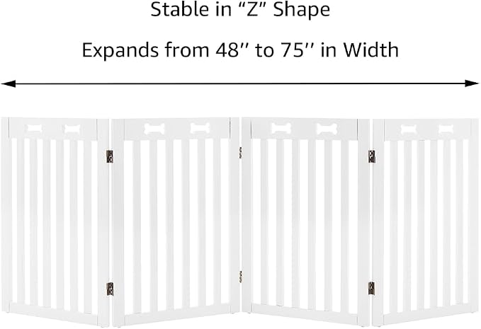 unipaws 29.5'H Free Standing Tall Wooden White Dog Cat Gate, Foldable Pet Fence - Image 5