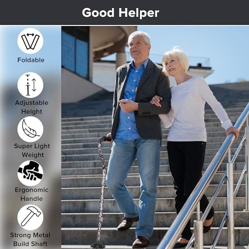 Elegant Walking Cane for Women, Foldable & Adjustable Cane for Seniors
