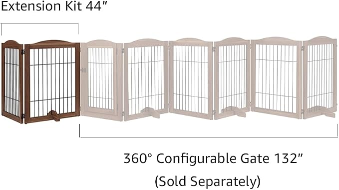 unipaws 44" Wide Dog Gate and Extension Kit, Free Standing Pet Gate, Wooden Dog - Image 5