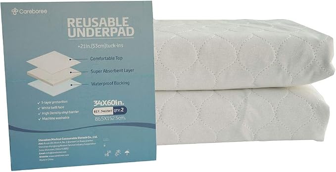 Pack of 2 Cotton Top-Layer Reusable Tuckable Underpads Incontinence Bed Pads - Image 3