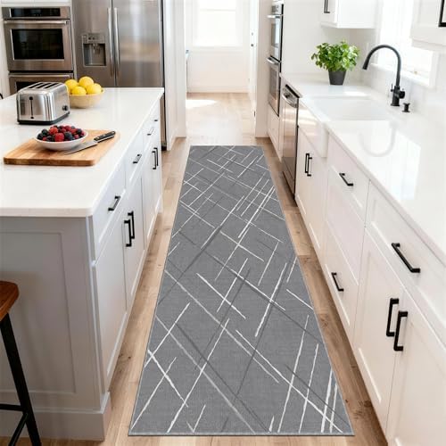 Kitchen Rugs Ultra Non-Slip 2.6x8 Washable Runner Rug Modern Tear and