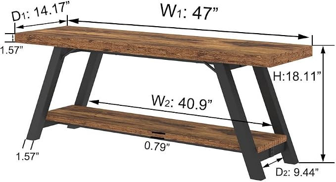 LVB Wood Bench, Industrial Storage Entryway Indoor Bench - Image 2