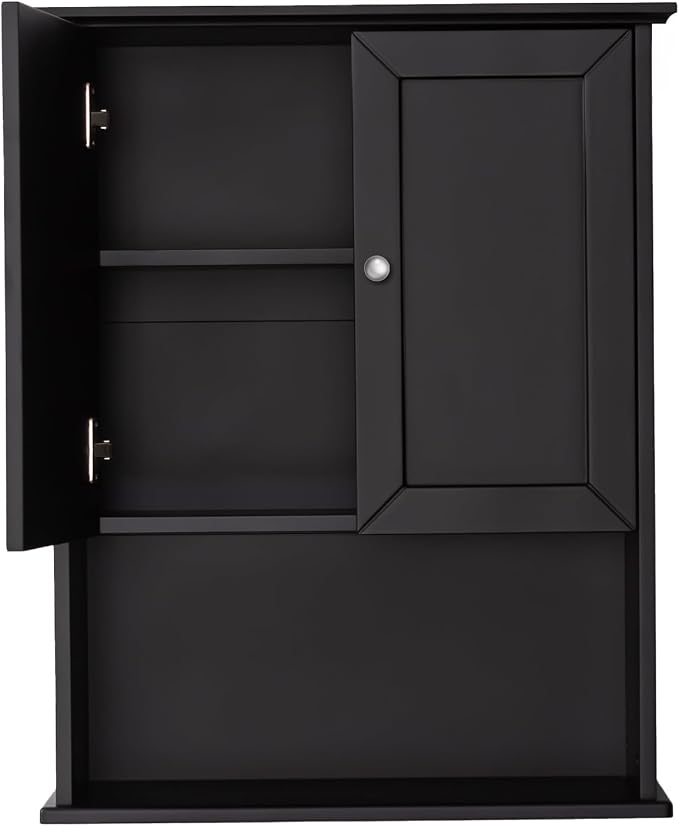 Black Wall Cabinet 24x30 Inch Wooden Over The Toilet Storage Cabinets - Image 6