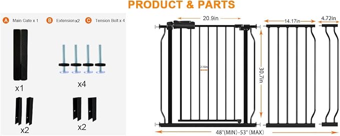 HOOEN 30" Tall Extra Wide Baby Gates - Image 2