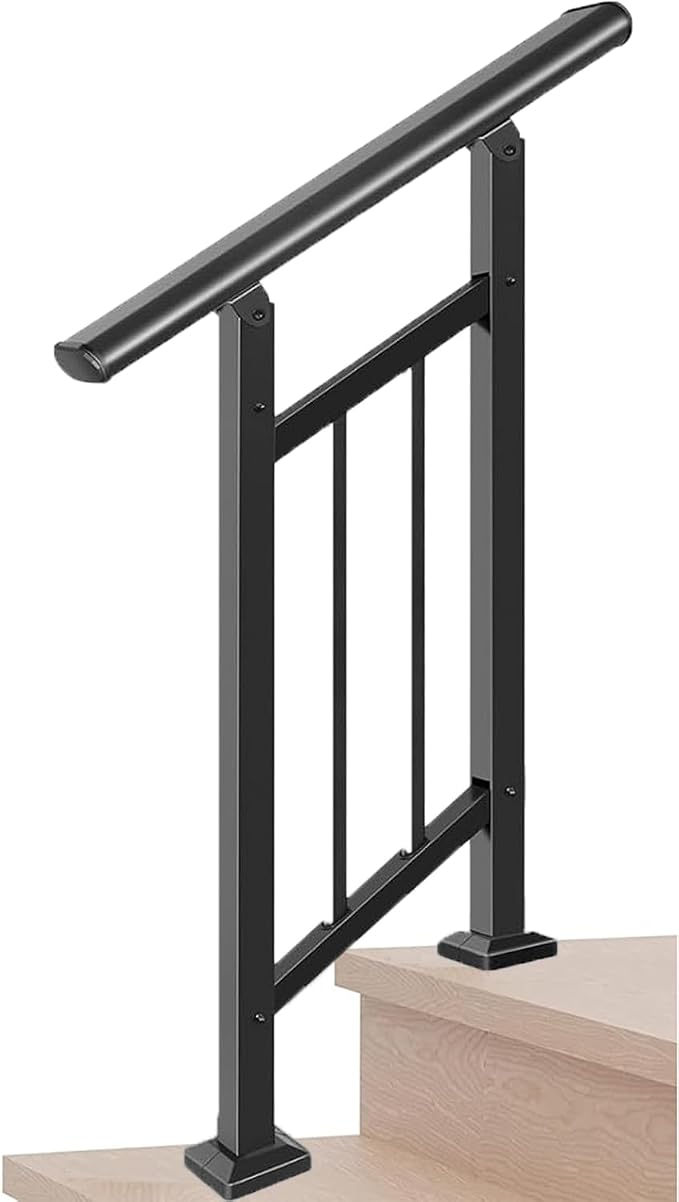 Metty Metal Handrails for Outdoor Steps Suitable for 1 to 2 Steps- Wrought Iron by MettyMetal
