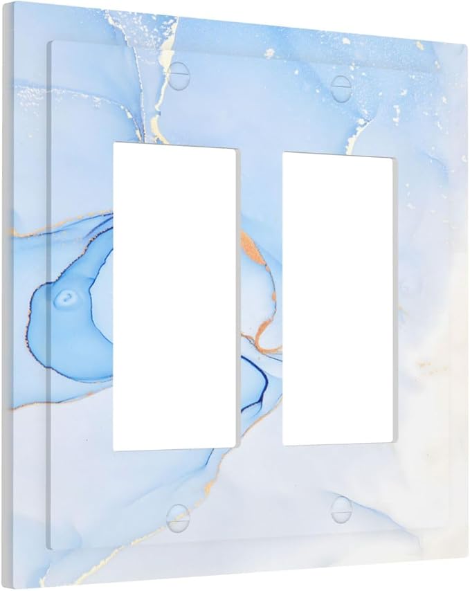 Modern Art Blue Gold Marble Abstract Luxury Print Decorative Outlet Covers 2 - Image 2