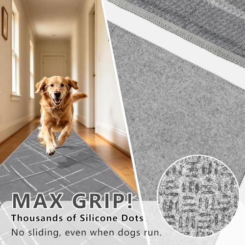 Kitchen Rugs Ultra Non-Slip 2.6x8 Washable Runner Rug Modern Tear and