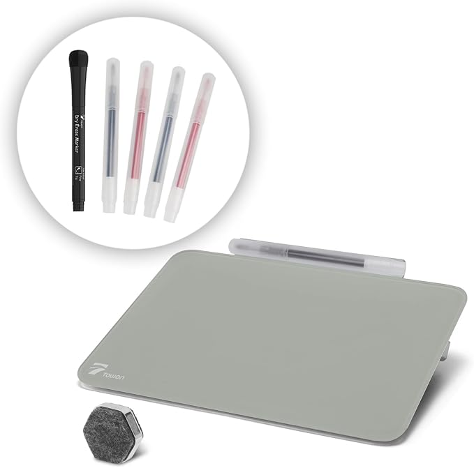 TOWON Small Glass Dry Erase Board, Desk White Board - Field & Grace