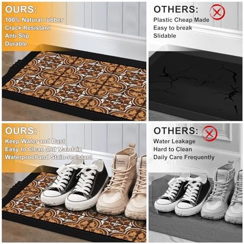 BEHERO Boot Tray Shoe Mat Decorative Patterned, Rubber Boot Matt Tray