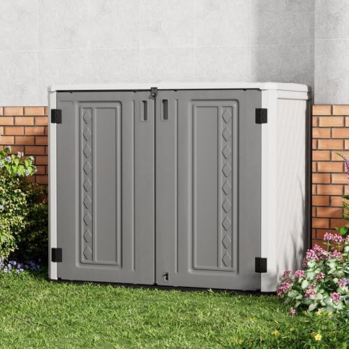 Mrosaa Outdoor Storage Shed Waterproof, Horizontal Outdoor Storage