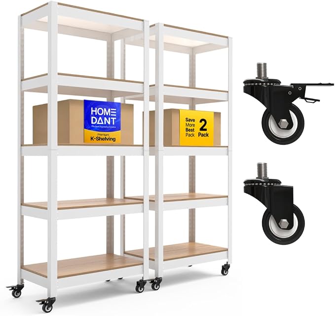 HOMEDANT House 5-Tier Metal Rolling Cart Shelf Rack Casters Heavy Duty by TheBestOrganizingSolution