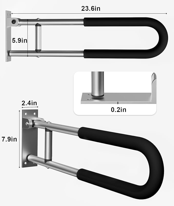 Handicap Grab Bars Rails 23.6 Inch Toilet Handrails Bathroom Safety Bar Hand - Image 6
