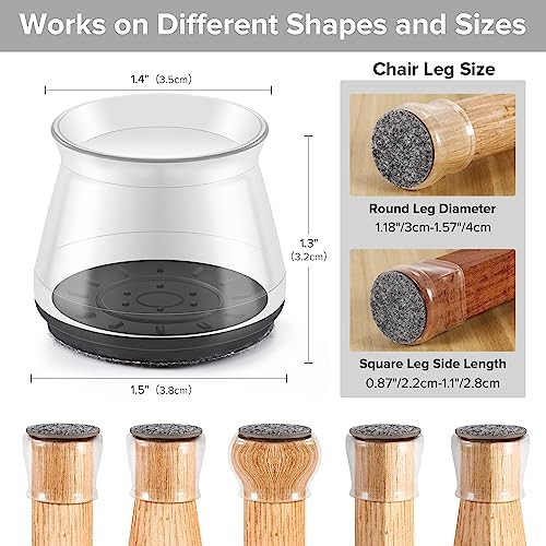 24PCS Upgraded Silicone Chair Leg Floor Protectors for Hardwood