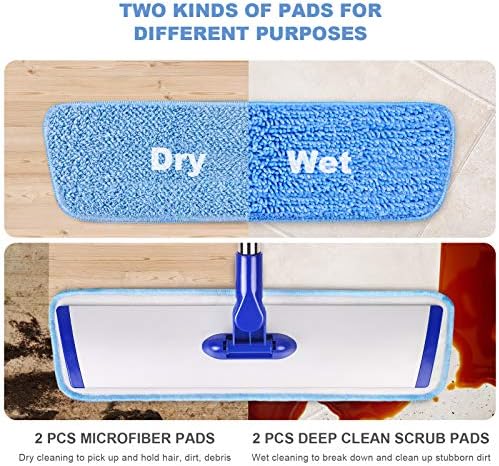 18" Professional Microfiber Mop Floor Cleaning System, Flat Mop with