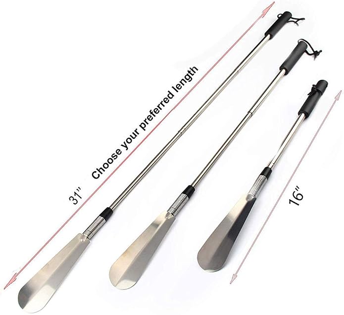 Fanwer Shoe Horn Long Handle for Seniors, Extendable Metal Shoehorn, Wear Shoes - Image 2