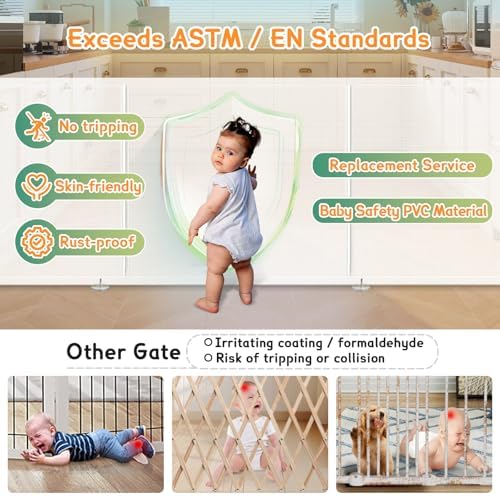 Retractable Baby Gates Extra Wide 150" × 34" Tall for Large Opening