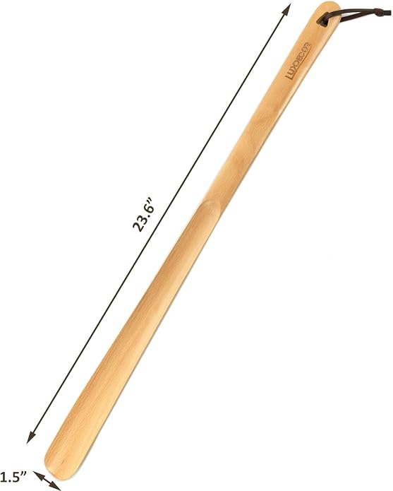 Luxdecor Long Handled Wooden Shoehorns-24in Wooden Long Handle Shoe Horn - Image 2