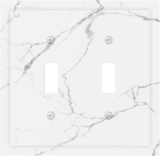 Luxurious White Marble Abstract Print Decorative Switch Plates 2 Gang Double by Unknown