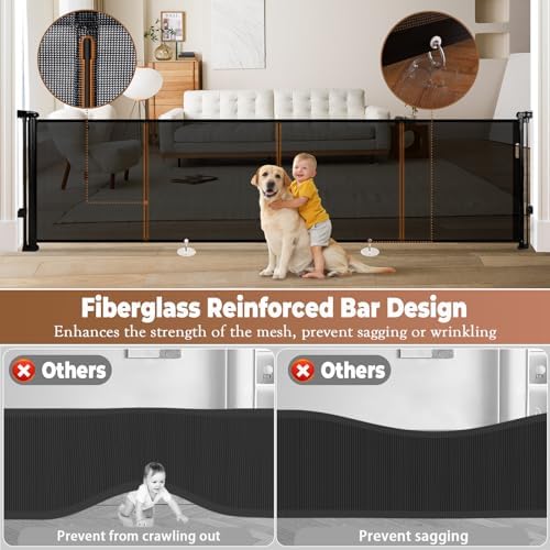 160" Retractable Baby Gate Extra Wide, 41" Tall Retractable Dog Gate