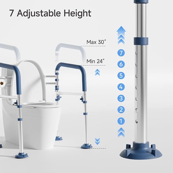 Toilet Safety Rails for Seniors, Height-Adjustable Toilet Frame - Image 3