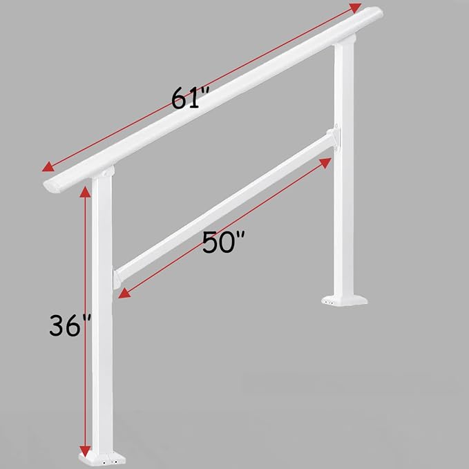 Metty Metal Handrails for Outdoor Steps Suitable for 1 to 5 Steps- Wrought Iron - Image 2