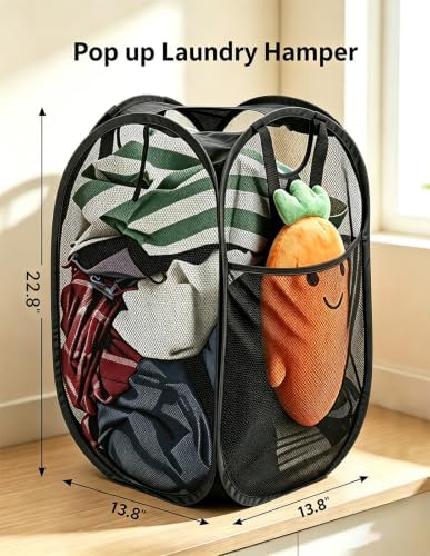 HOUSE AGAIN Strong Mesh Pop Up Laundry Hamper, 70L Collapsible Laundry