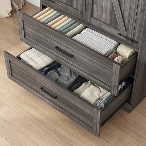 Hlivelood 2 Doors Wardrobe Armoire Closet with Doors and Drawers