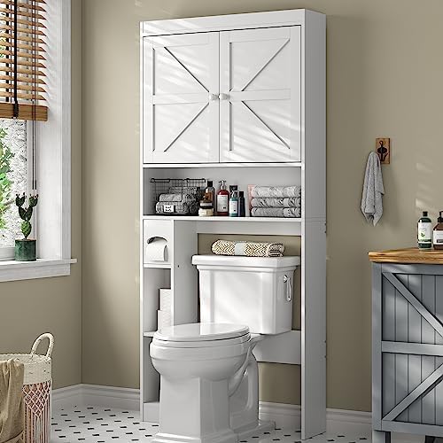 Furnideco Over The Toilet Storage Cabinet with Barn Doors, 32.3''W