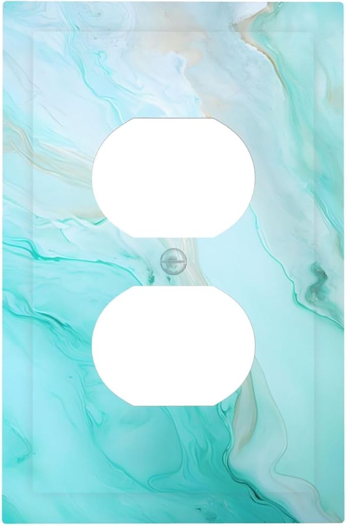 Teal Gold Marbling Turquoise Print Outlet Covers 1 Gang Duplex Light Switch by Unknown