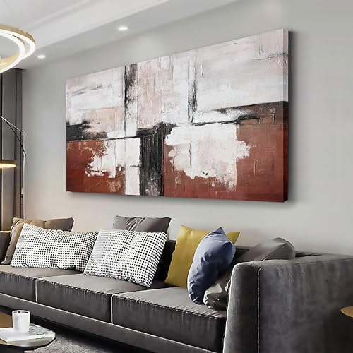 Glvzygy Abstract Wall Art Brick Red and Black and White Abstract