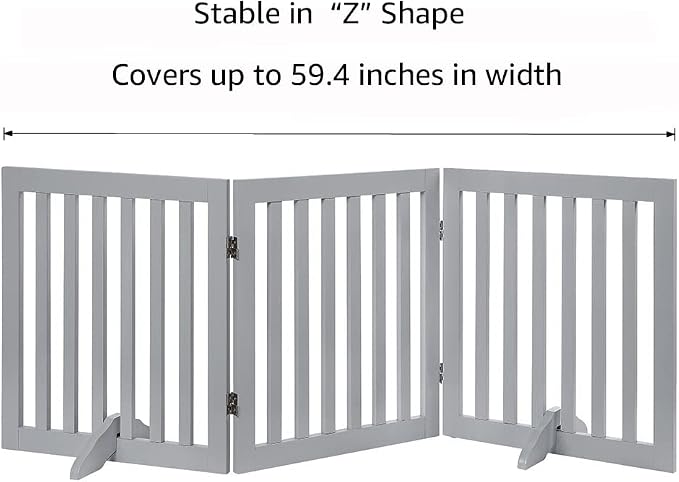 Unipaws Indoor 3 Panels Classic Freestanding Wooden Foldable Pet Gate - Image 5